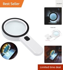 30X Handheld Magnifying Glass with 12 LED Lights for Easy Reading  Inspections