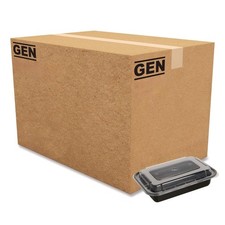 GEN TORECT24 Plastic Microwavable Food Container - Rect Blk/Clear (150/CT) New