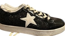 LUCKY STEP Glitter Sneakers Lace up Fashion Sneakers black GLITTER. SIZE 7