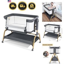 3 in 1 Baby Bassinet, Bedside Bassinet for Baby, Rocking Bassinet with Comfy ...