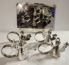 Vintage Silver Plate 4pc Angel Napkin Rings/holder Christmas