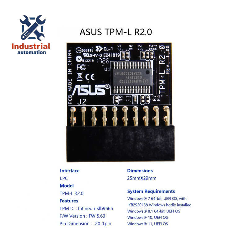 NEW ASUS TPM-L R2.0 TPM Module (20 Pin 20-1) Trusted Platform Free Shipping