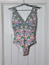 New Boden Porto V Neck Dandelion Decor One Piece Swimsuit Size 8R No Wire