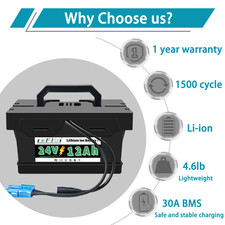 24V 8Ah 12Ah Lithium Battery for Power Wheels Ride-On Cars compatible with UTVs
