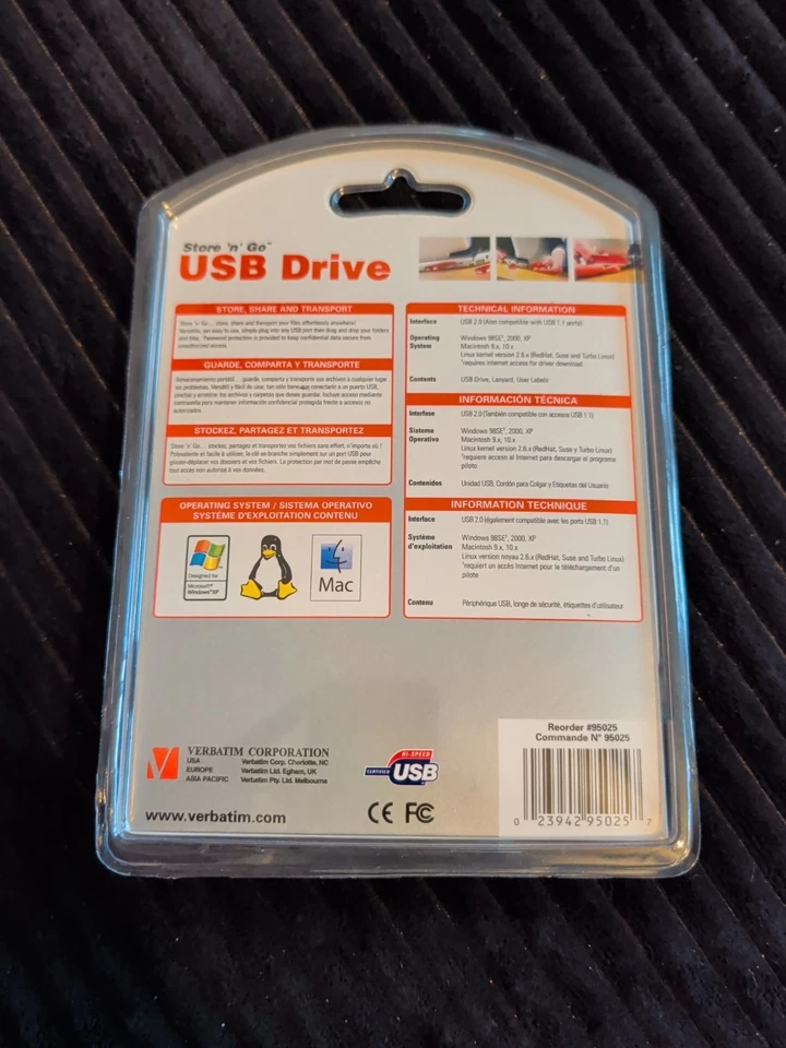 Verbatim 512 MB USB Flash Drive Store N Go Red Brand New Sealed - Image 2 of 2