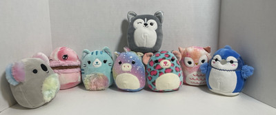 Squishmallows Lot Of 8 Mini 4'' Plush Cat Owl Penguin & More Cute Minis