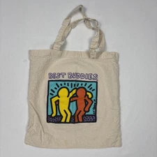 Keith Haring Best Buddies Beige Mini Tote Bag Casual Canvas Natural