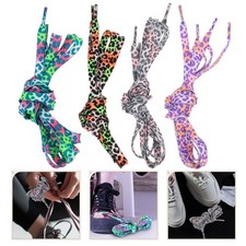 4 Pairs Rave Shoes Bright Cheetah Strings Coloured Laces for Trainers Colored