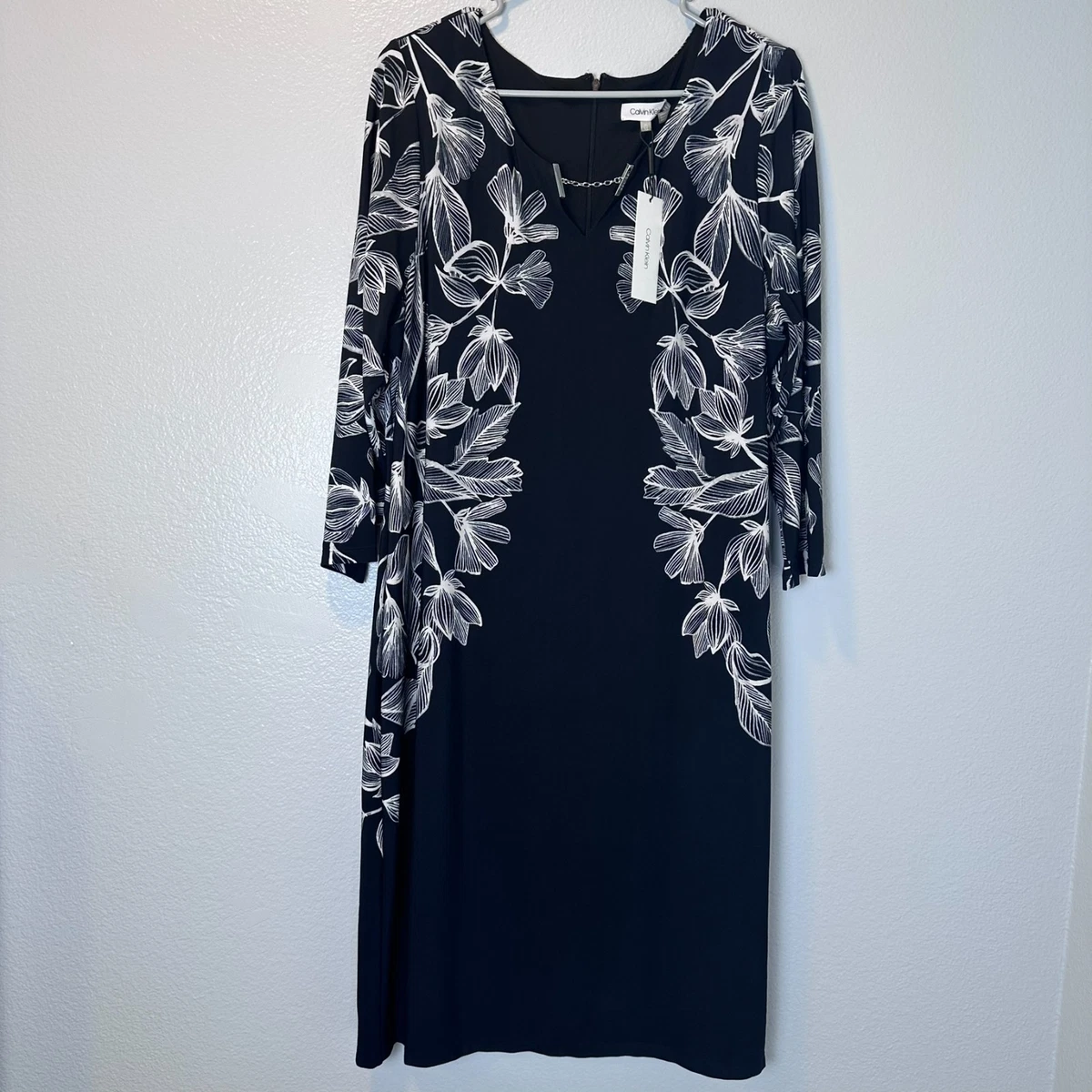 calvin klein black dress with embroidered flowers Special Occasion Dress With Embroidered Tulle