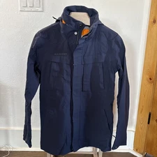Mammut USA Mens Size S Men Ski Snow Shell Navy Blue Hooded Jacket Full Zip
