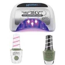 Gelish 18G Plus LED Light Bundle, Includes Green Creme Gel Polish and Lacquer