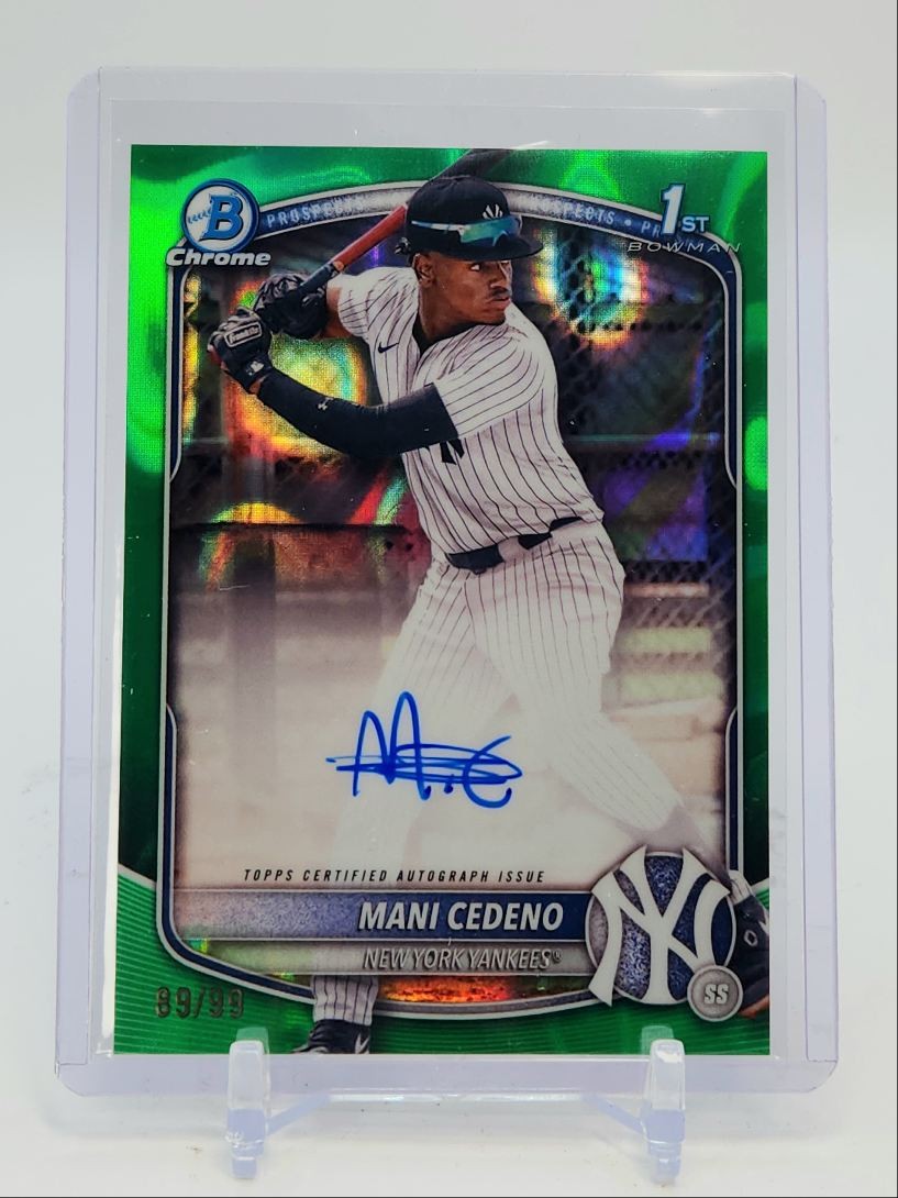 MANI CEDENO 2025 BOWMAN CHROME 1ST GREEN LAVA REFRACTOR AUTO /99 Q5917