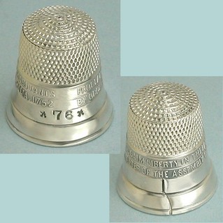 Vintage Sterling Silver 1976 Bicentennial Liberty Bell Thimble Simons Brothers