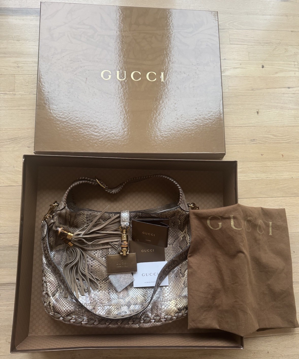 GUCCI Jackie Bag Python leather Hobo  Large Bag B… - image 1