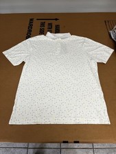 NWT MEN'S UNDER ARMOUR POLO, SIZE: M, COLOR: WHITE/GRAY/GREEN M30 