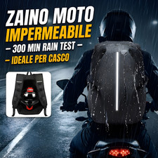 Zaino da Moto IMPERMEABILE - Da viaggio - Portacasco - Alta capacità -Borsa Nero