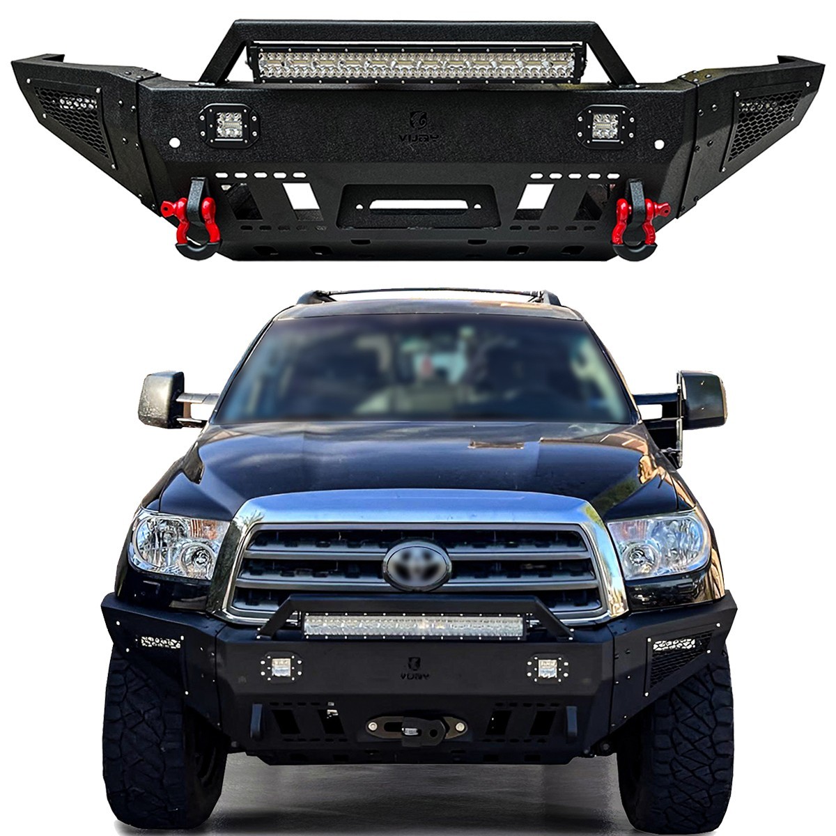 Vijay For 2011-2016 Sequoia Front Bumper w/Winch Plate and 5xLED