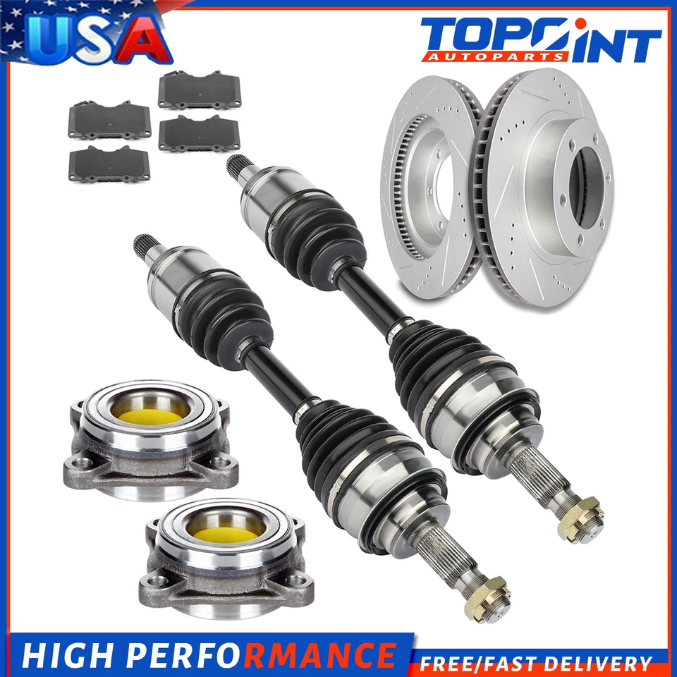 For 2005-2010 Toyota Tacoma Front CV Axle+Brake Pads&Rotors+Wheel Bearing Hub - Изображение 2 из 4