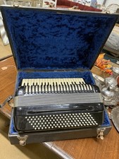 Vintage Wurlitzer Piano Accordion 25 Keys 12 Bass Black Yellow Bellows WORKS