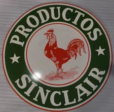 SINCLAIR PRODUCTOS OIL & GAS PORCELAIN ENAMEL SIGN 48" DSP.