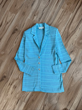 St. John Evening by Marie Gray Womens Blue Sequin Jeweled Knit Blazer Size 6
