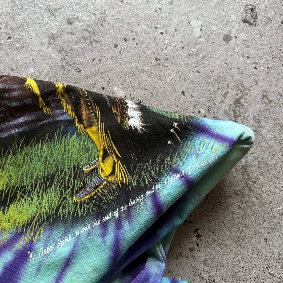 T-shirt vintage da uomo tie dye nativi americani indiani stampati Aztec SS... - Immagine 4 di 4