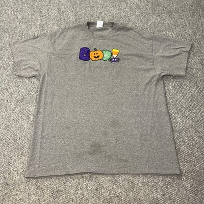 Port & Company Shirt Mens XL Gray Halloween Boo Pumpkin Candy Corn Graphic Tee