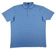 Peter Millar Crown Crafted Polo Shirt Mens XXL Blue Stripe Performance Golf