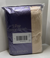 Catherines Intimates 3 Pair Cotton Briefs Panties Underwear Beige Plus Size 14
