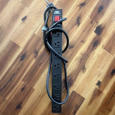RocketSocket Technology 8-Outlet Surge Protector 6 ft Cord Metal Black