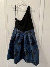 Lauren Ralph Lauren Women's Blue Black Floral Evening Gown Size 14 Retail $78.00