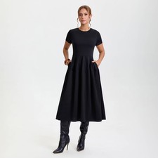 Women's Short Sleeve Midi A-Line Dress - A New Day