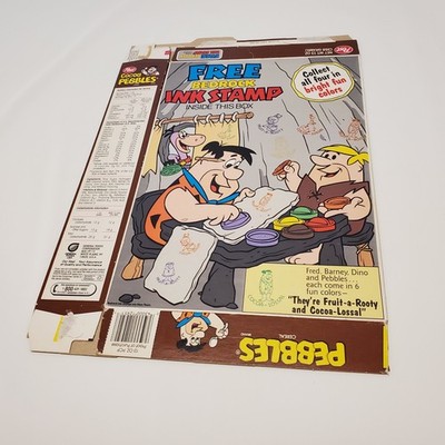 Post Cocoa Pebbles Cereal Box Flintstones Hanna Barbera 1990 1991 Ink Stamp 0004
