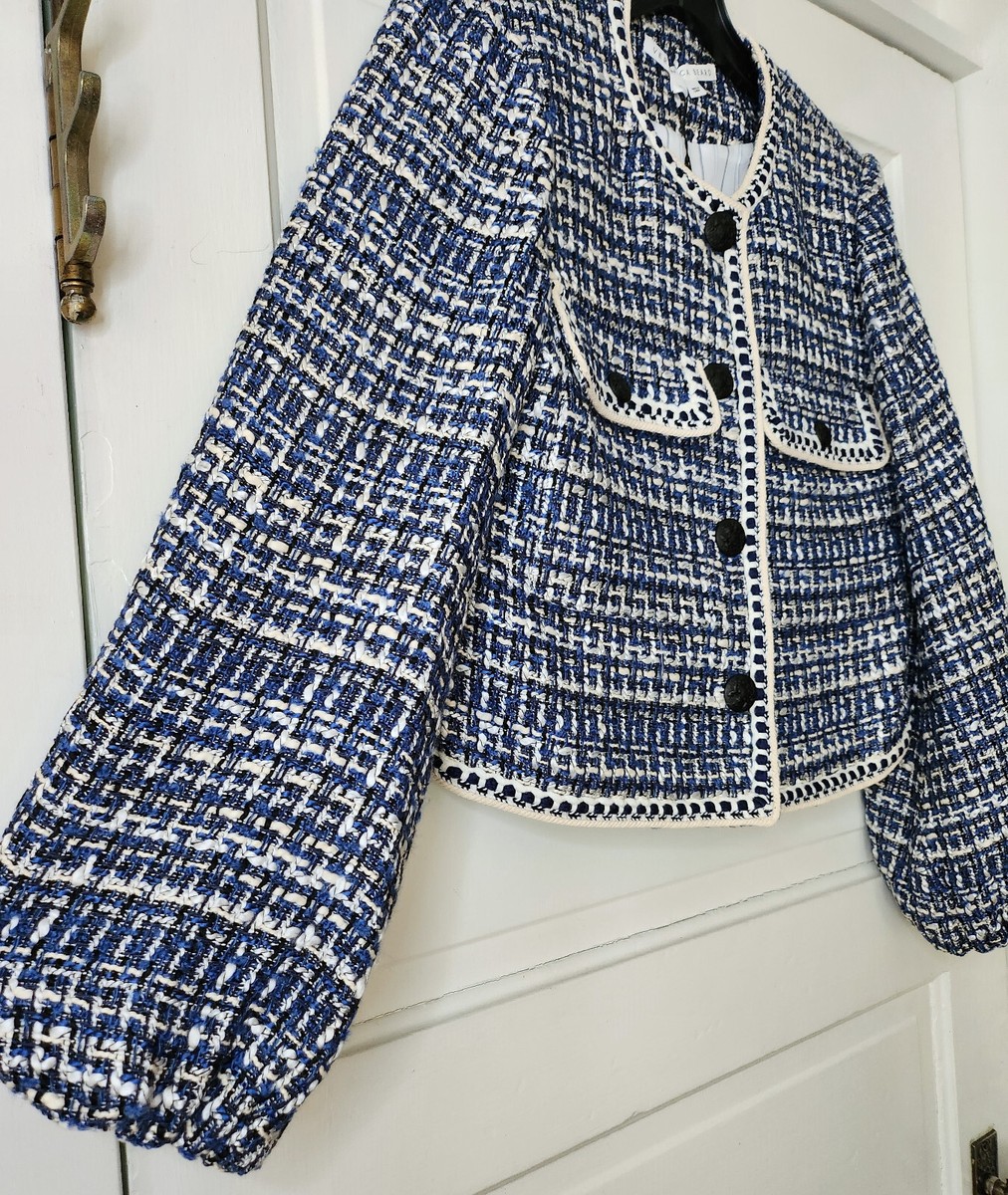 試着のみ♡ bluelea Double button tweed jacket CHANEL 96A VINTAGE MUSEUM BLUE TWEED JACKET GRIPOIX 24K CC buttons