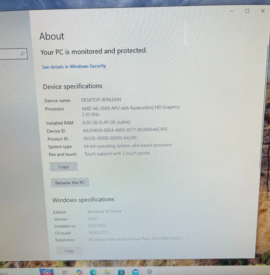 HP All-in-One PC TouchSmart 320-1050 AMD A6-3600 6GB DDR3 1TB HDD AMD Radeon HD - Image 4 of 4