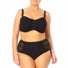 TERRA SKY WOMEN'S PLUS LACE FRONT BATHING SUIT BIKINI TOP BLACK TS2112011 NEW