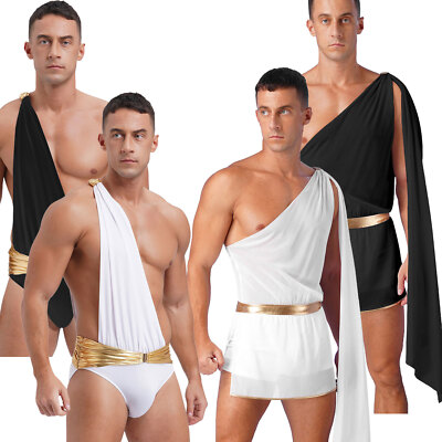 DE Herren Toga Kostüm Romischer Gott Kostüm Sexy Rock Tunika Erwachsene Outfits