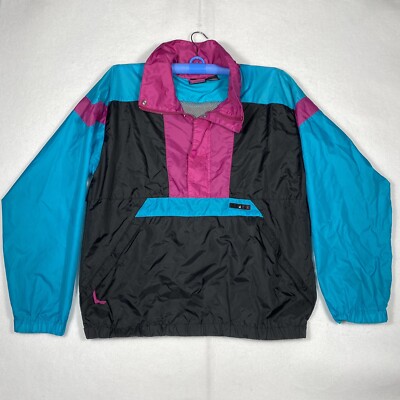 Pull Vintage Easton Anorak Homme XL - Nylon Bleu - Coupe-vent Baseball/archerie