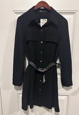Zara Woman Shirt Dress Size Small Color Black Belted Mini Dress NWT