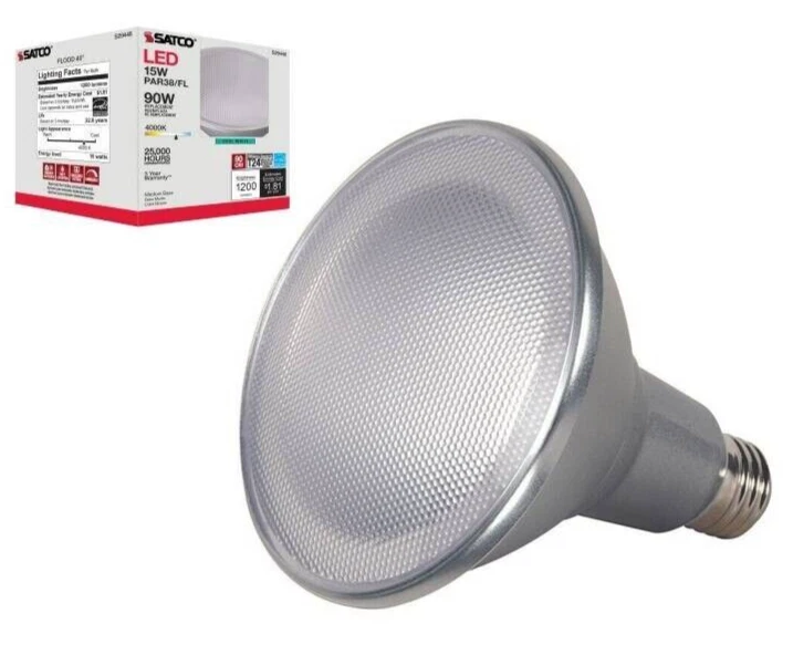 LED Bulb Light E26 15W 120V PAR38 LED 4000K 40° Cool White, SATCO #S29448 3-PACK - Image 2 of 3
