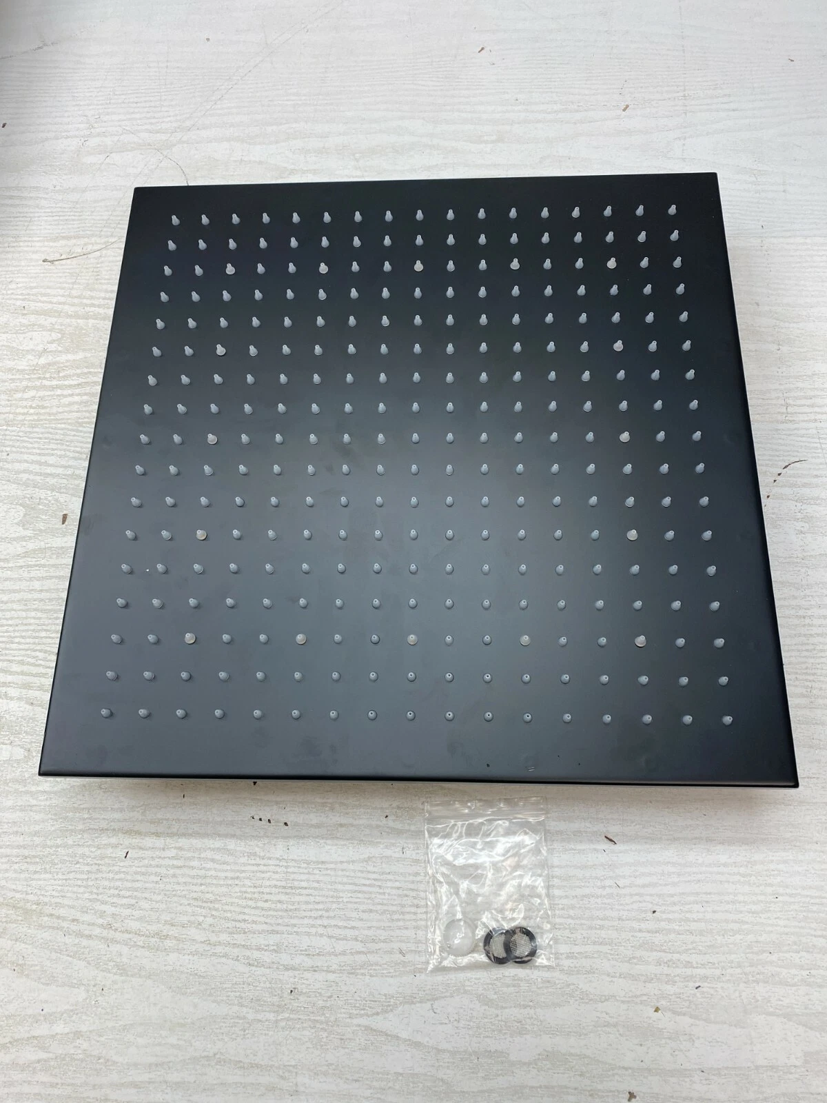 FUZ 16In LED Matte Black Square Rainfall Fixed Shower Head High Pressure R1