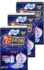 Unicharm Sofy Sanitary pad for Night 360mm wings 12pcs × 3 packs from Japan
