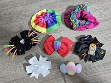 Vintage Lot Of 7 80s 90s Hair Bows Ruffle Barrettes Clips Hearts Grapes Jukebox