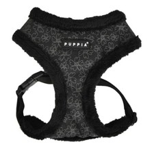 Puppia Dog Harness No Pull Hepatica Black Flower Soft Warm Adjustable S L XL