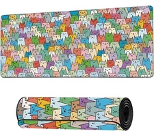 Cute Colorful Cats Extended Gaming Mouse Pad Large Desk Mat Keyboard Mat