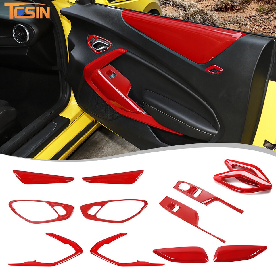 Cubierta Decorativa Roja Para Volante De Chevrolet Camaro 2017+, Set De 4 Piezas En ABS