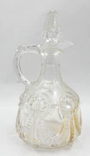ANTIQUE EAPG CLEAR GLASS ALABAMA (BULLS EYE) PATTERN CRUET WITH ORIGINAL STOPPER