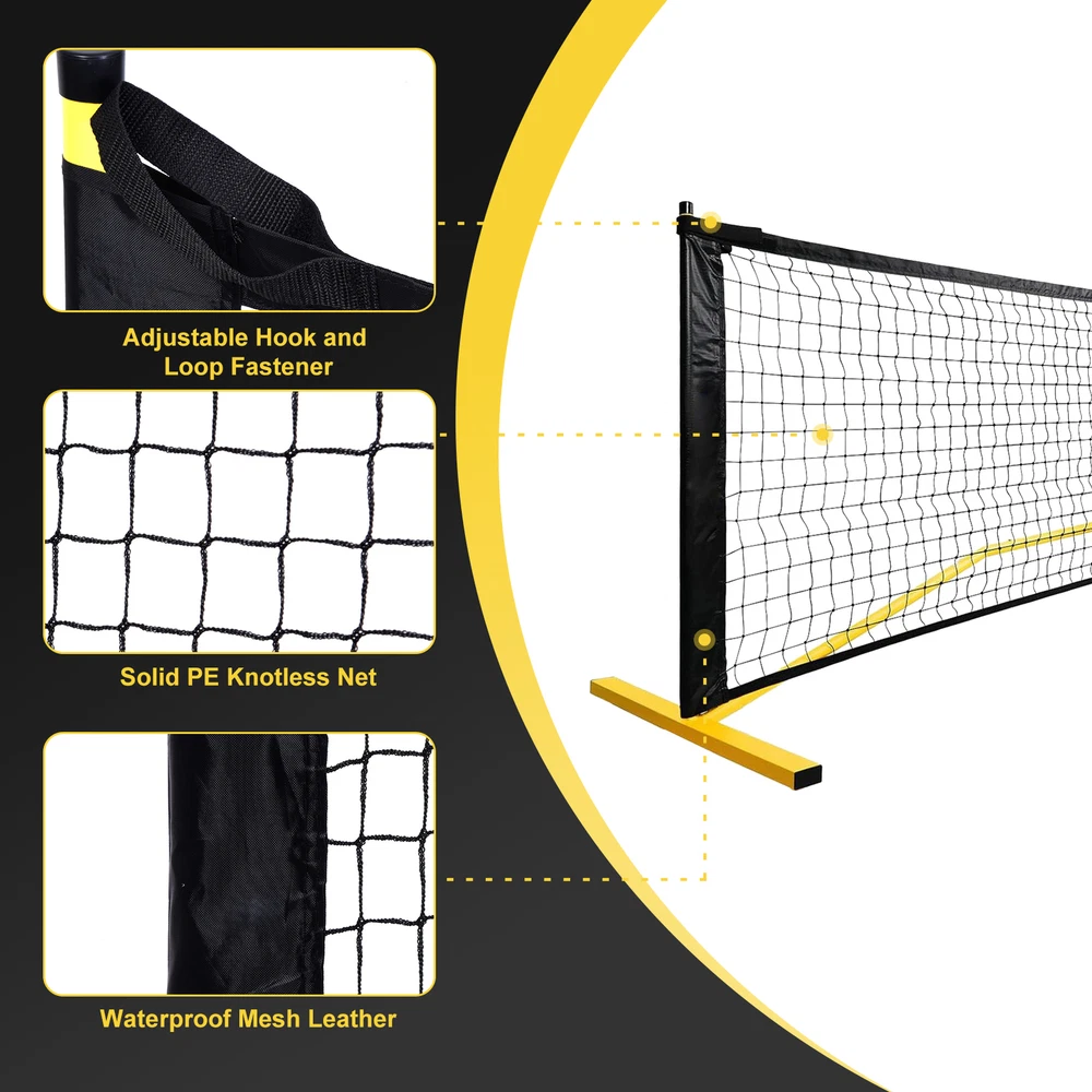 Pickleball Net Set with Wheels, Court Marking 22 ft Pickleball Nets for Driveway Pickleball Net Set with Wheels, Court Marking 22 ft Pickleball Nets for Driveway