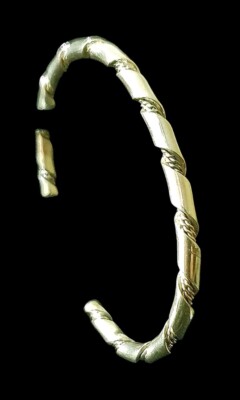 7'' x 3mm ELAINE TAHE Solid Sterling Silver Twisted Wire NAVAJO Cuff. MINT!