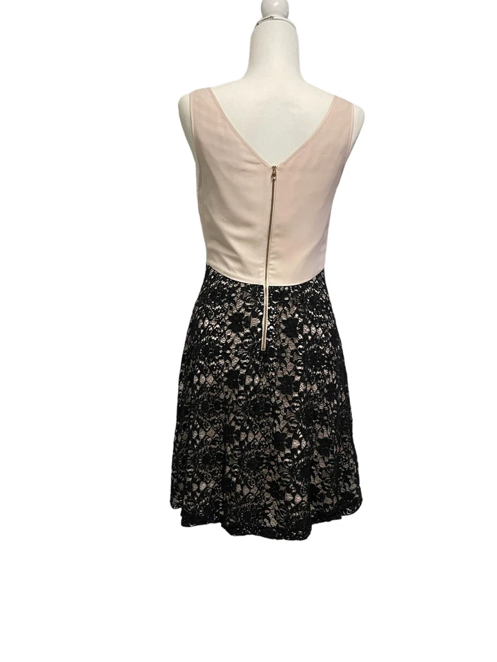 Ted Baker балет розовый атласный черный кружевной без рукавов Fit & Flare платье с подкладкой - Sz 2 - Изображение 3 из 4